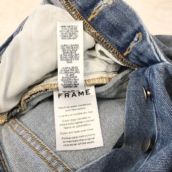 FRAME 27 Le Original High Rise Straight  Cropped Women’s Jeans Distressed McLane - Picture 12 of 13